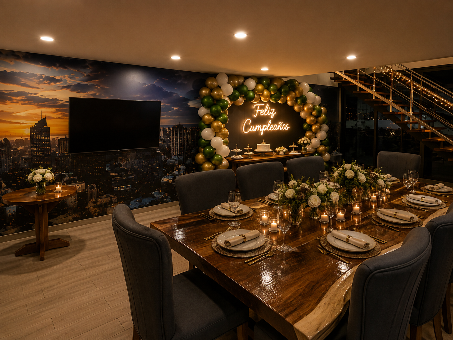 Salón decorado para celebración en Villa Renacer